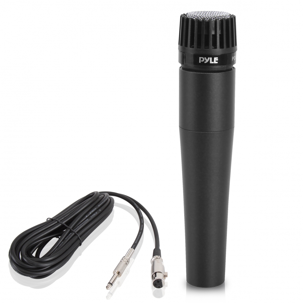 PDMIC60CL Pyle-Pro Professional Moving Coil Dynamic Cardioid Unidirectional Vocal Handheld Microphone with ON/OFF Switch & Mic Holder Clip & 15ft XLR Audio Cable to 1/4 Audio Connection 
