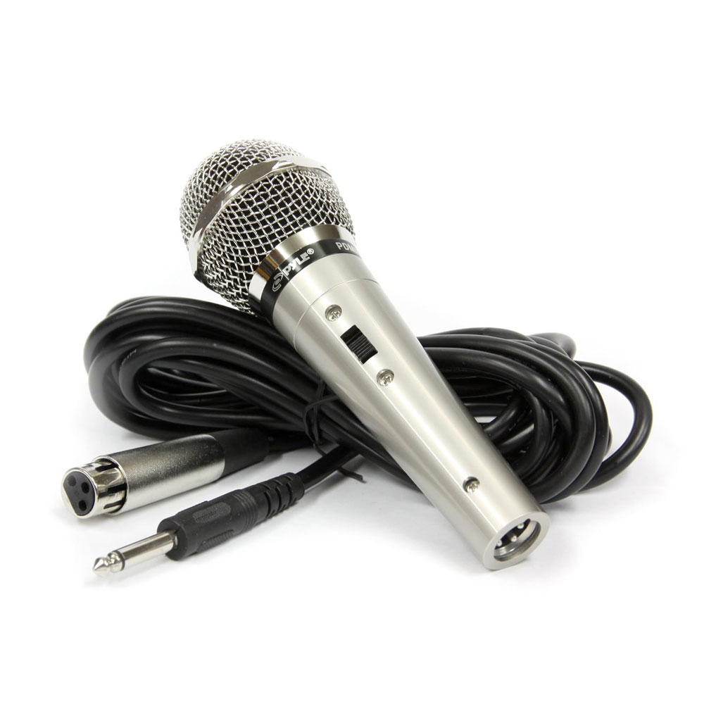 PDMIC60CL Pyle-Pro Professional Moving Coil Dynamic Cardioid Unidirectional Vocal Handheld Microphone with ON/OFF Switch & Mic Holder Clip & 15ft XLR Audio Cable to 1/4 Audio Connection 