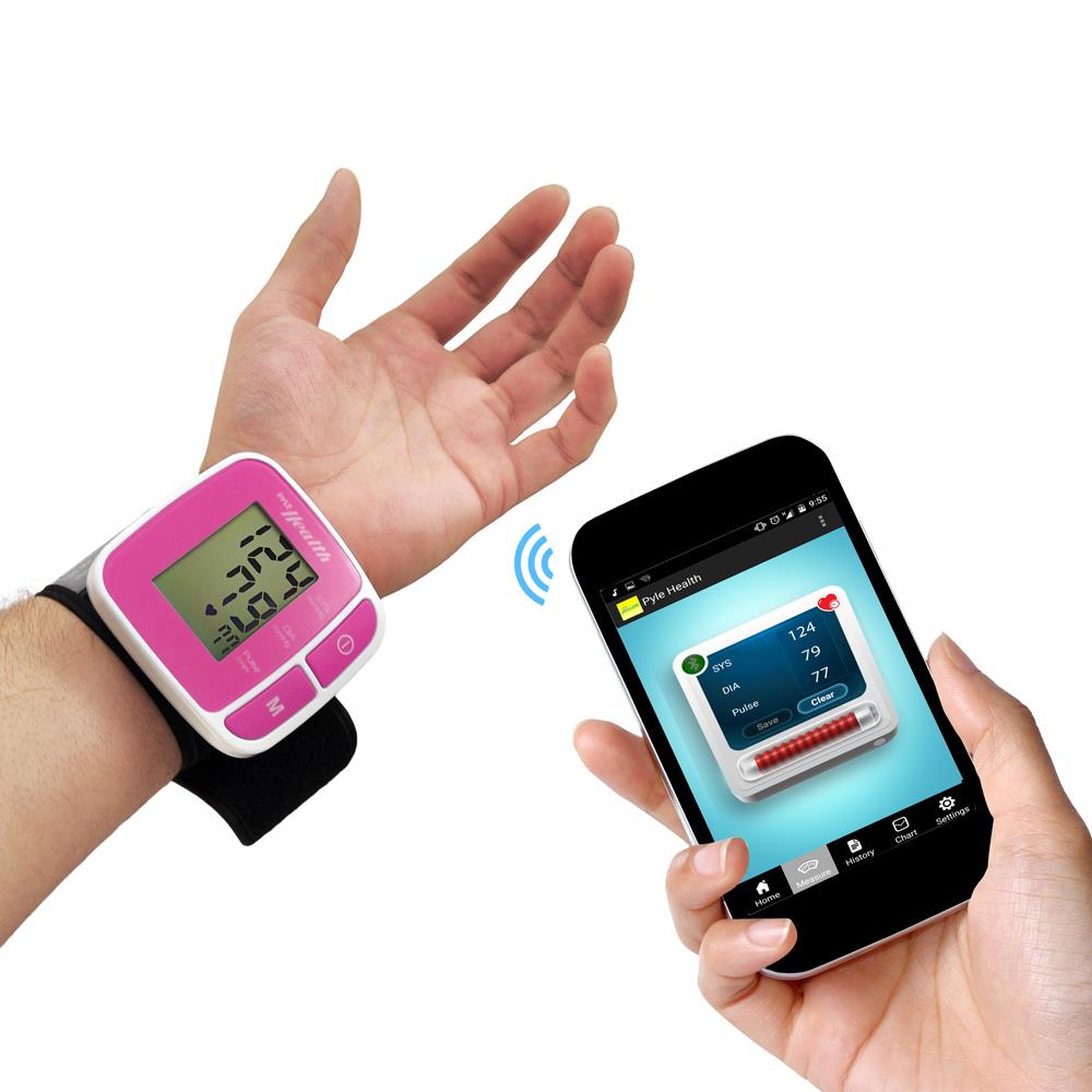 Pyle Bluetooth Wrist Blood Pressure Monitor- Pink