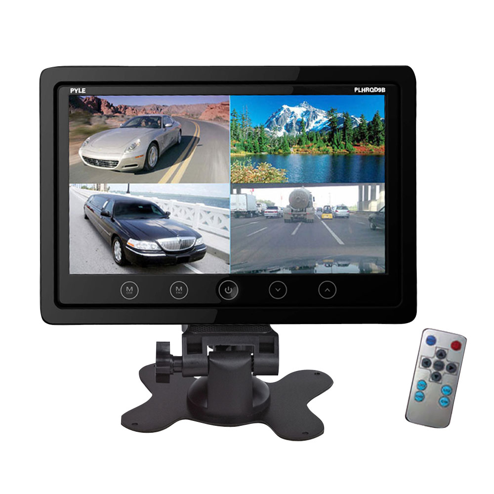 9" HD 4 Video Input 4 Split Quad Video Display TFT LCD Car Rear View Monitor 