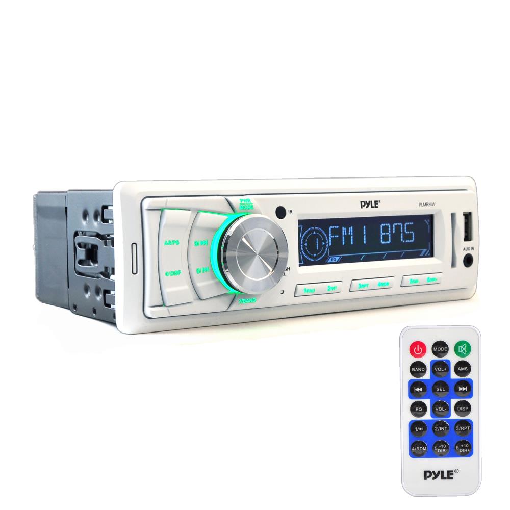 White PLMR88W Marine Boat AM FM MP3 AUX USB SD Radio Receiver Speakers Package