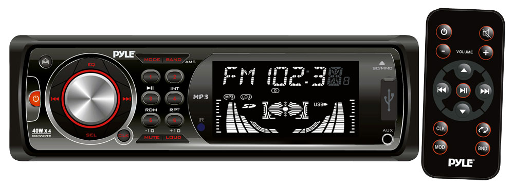 Pyle PLR35MPD In-Dash AM/FM-MPX Receiver MP3 Playback and USB/SD/AUX Ports with Detachable Faceplate 