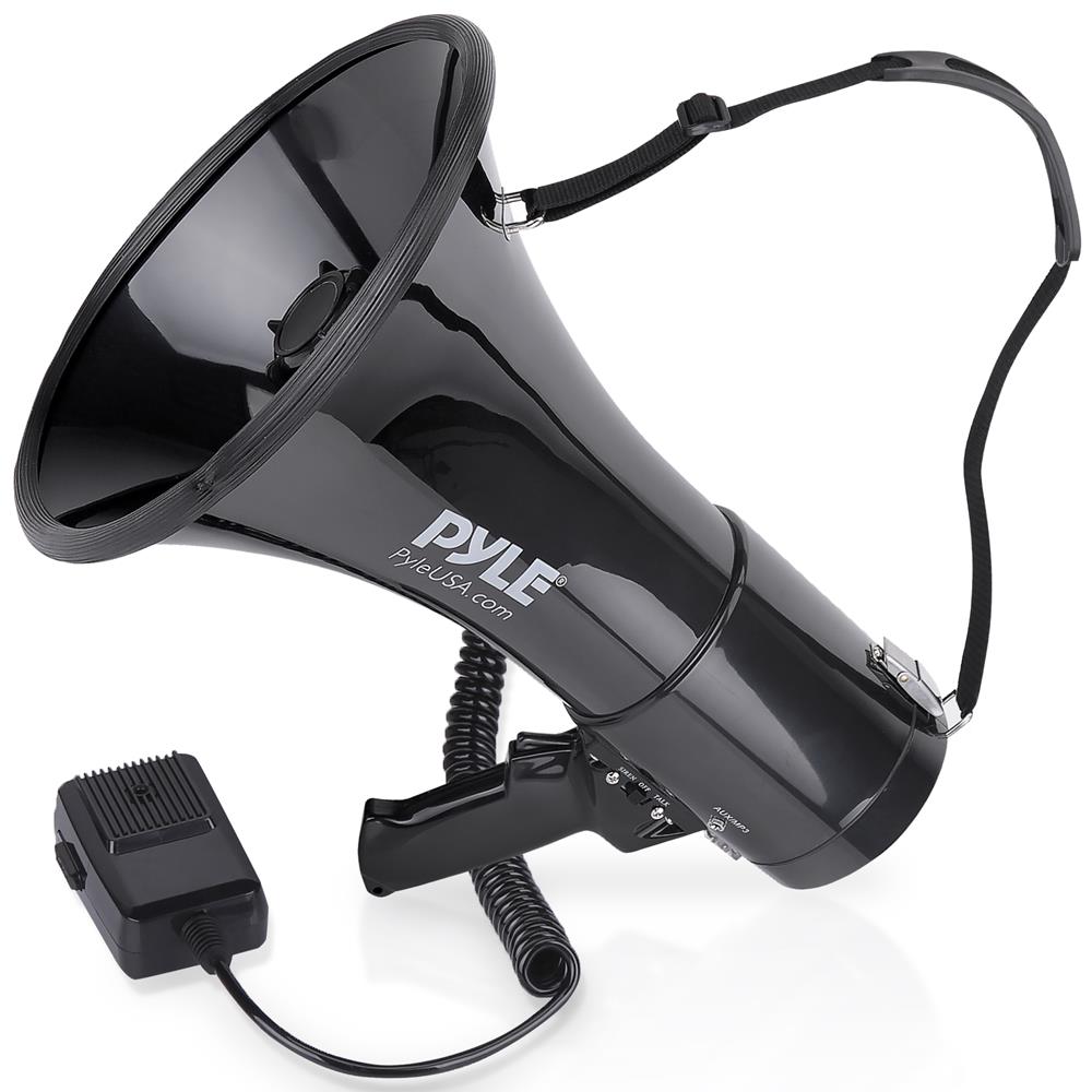 Pyle Megaphone PA Bullhorn with Siren Alarm ModeAdjustable Volume Control 2 