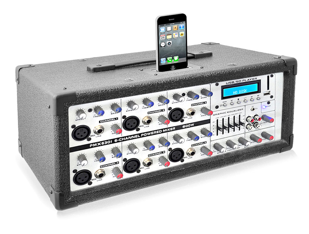 600 watt powered mixer
