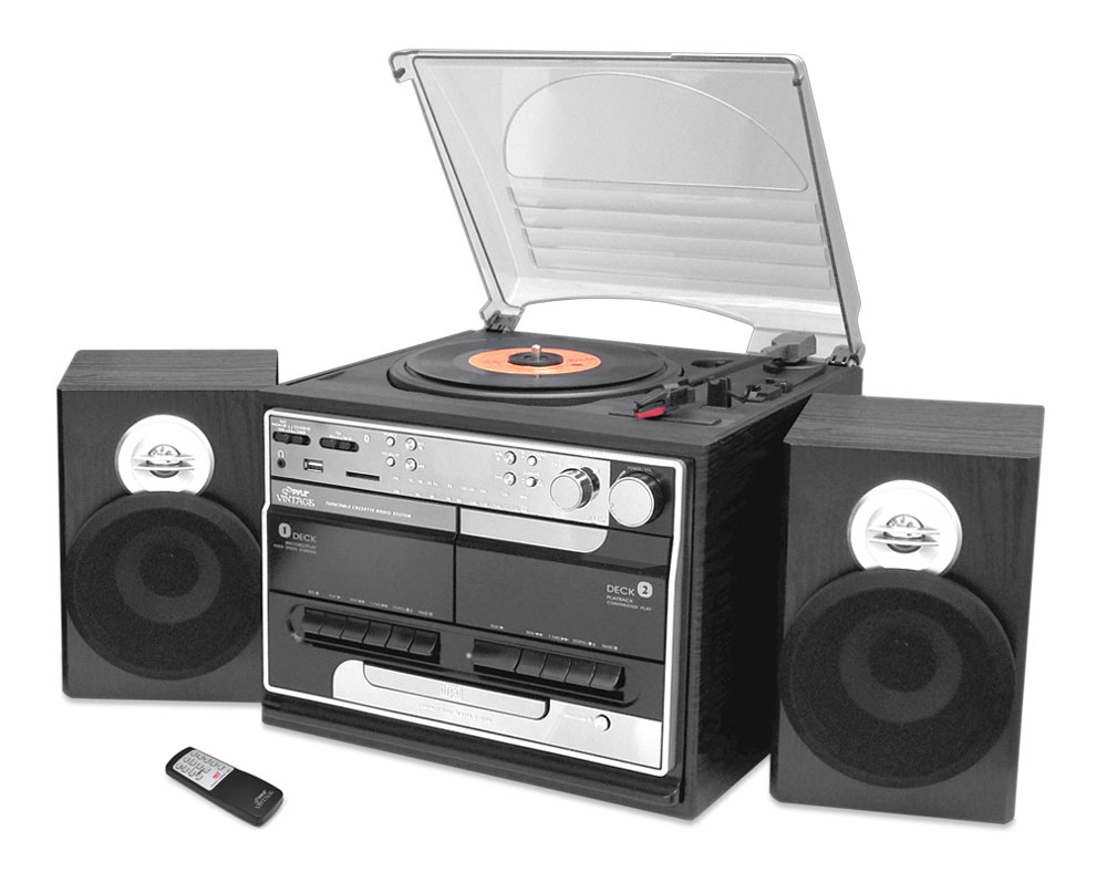 record player system with speakers