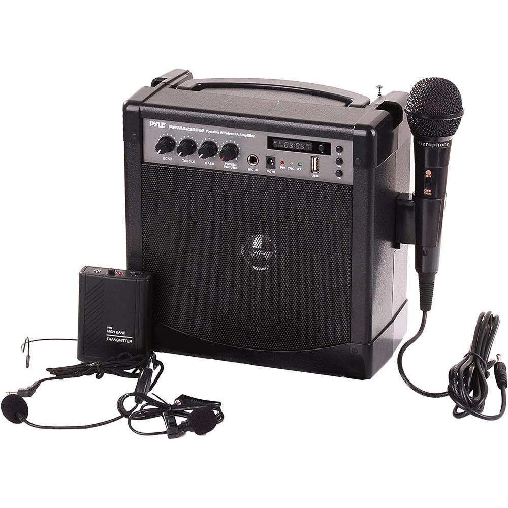 portable cd player with speakers and wireless microphone
