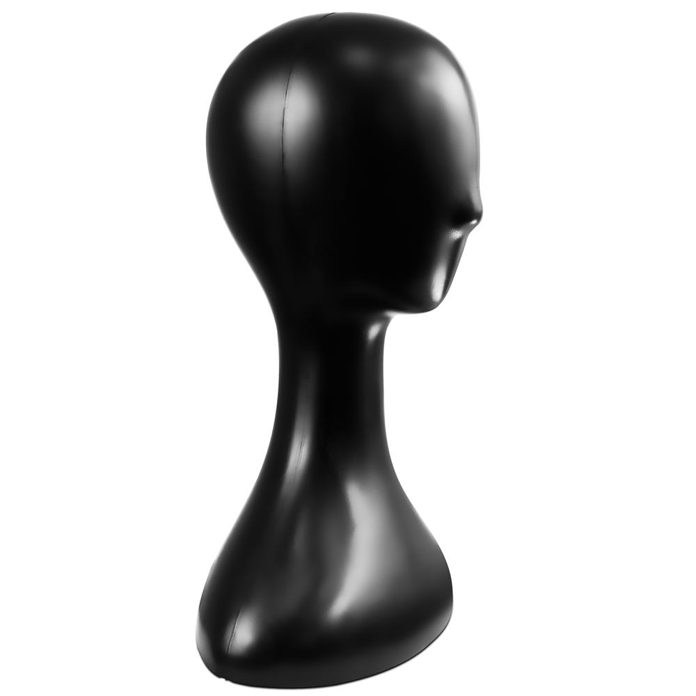 Female mannequin head in black pvc