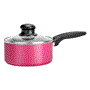 Pyle - ACNCCWCOR15PINK , Parts , Pink Sauce Pot with Lid, (0.89 qt) Kitchen Cookware, Black Coating Inside, Heat Resistant Lacquer Outside (Pink)