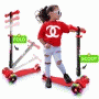 Pyle - HUFSP98 , Sports and Outdoors , Kids Toy Scooters , ScootKid 4-Wheel Kids Scooter - Child & Toddler Toy Scooter with Built-in LED Wheel Lights, Portable Folding Style (Ages 5-12 Years)