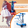 Pyle - HUKS86B , Sports and Outdoors , Kids Toy Scooters , ScootKid 3-Wheel Kids Scooter - Child & Toddler Toy Scooter with Built-in LED Wheel Lights, Storage Box Comfort Seat, Adult Push-Bar Handle (Ages 1-5 Years)