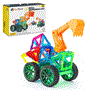 Pyle - HURMT70.5 , Home and Office , Deluxe Magnetic Building Blocks - Educational Magnet Tiles Kit with Car Accessories, Magnetic Construction Shapes, Safe and Durable Toy Set for Kids (70 pcs.)