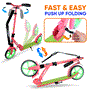 Pyle - HURTS89 , Sports and Outdoors , Kids Toy Scooters , Lightweight and Foldable Kick Scooter - Adjustable Scooter for Teens and Adult, Alloy Deck with High Impact Wheels (Watermelon)
