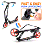 Pyle - HURTSBLK.5 , Sports and Outdoors , Kids Toy Scooters , Lightweight and Foldable Kick Scooter - Adjustable Scooter for Teens and Adult, Alloy Deck with High Impact Wheels (Black)