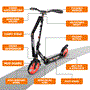 Pyle - HURTSBLK.5 , Sports and Outdoors , Kids Toy Scooters , Lightweight and Foldable Kick Scooter - Adjustable Scooter for Teens and Adult, Alloy Deck with High Impact Wheels (Black)