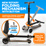 Pyle - HURXLGY , Sports and Outdoors , Kids Toy Scooters , 3-Wheel Foldable Kids Scooter - Child Toy Scooter with Built-in LED Wheel Lights, Easy Maneuvering Lean-to-Steer Technology (Gray)