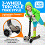 Pyle - HURXLGY , Sports and Outdoors , Kids Toy Scooters , 3-Wheel Foldable Kids Scooter - Child Toy Scooter with Built-in LED Wheel Lights, Easy Maneuvering Lean-to-Steer Technology (Gray)