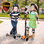 Pyle - HURXLGY , Sports and Outdoors , Kids Toy Scooters , 3-Wheel Foldable Kids Scooter - Child Toy Scooter with Built-in LED Wheel Lights, Easy Maneuvering Lean-to-Steer Technology (Gray)