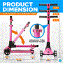 Pyle - HURXLPK , Sports and Outdoors , Kids Toy Scooters , 3-Wheel Foldable Kids Scooter - Child Toy Scooter with Built-in LED Wheel Lights, Easy Maneuvering Lean-to-Steer Technology (Pink)