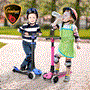 Pyle - HURXLPK , Sports and Outdoors , Kids Toy Scooters , 3-Wheel Foldable Kids Scooter - Child Toy Scooter with Built-in LED Wheel Lights, Easy Maneuvering Lean-to-Steer Technology (Pink)