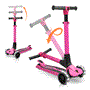 Pyle - HURXLPK , Sports and Outdoors , Kids Toy Scooters , 3-Wheel Foldable Kids Scooter - Child Toy Scooter with Built-in LED Wheel Lights, Easy Maneuvering Lean-to-Steer Technology (Pink)