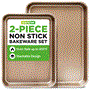 Pyle - NC2TRBK1.5 , Kitchen & Cooking , Kitchen Tools & Utensils , Nonstick Cookie Sheet Baking Pan | 2pc Large and Medium Metal Oven Baking Tray Sheet Set - Professional Quality Kitchen Cooking Non-Stick Bake Trays w/ Rimmed Borders, Guaranteed NOT to Warp - FDA approved.