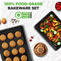 Pyle - NC2TRBLX8 , Kitchen & Cooking , Kitchen Tools & Utensils , 16-Piece Nonstick Cookie Sheet Baking Pan - Professional Quality Kitchen Cooking Non-Stick Bake Trays with Black Coating Inside & Outside