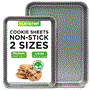 Pyle - NC2TRGY.5 , Kitchen & Cooking , Kitchen Tools & Utensils , 2-Pc. Nonstick Cookie Sheet Baking Pan - Professional Quality Kitchen Cooking Non-Stick Bake Trays with Gray Coating Inside & Outside