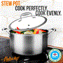 Pyle - NC3PCAS , Kitchen & Cooking , Cookware & Bakeware , Stew Pot with Glass Lid - Triply Stainless Steel Cookware, DAKIN Etching Non-Stick Coating Inside and Outside