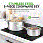 Pyle - NC3PLY8Z , Kitchen & Cooking , Cookware & Bakeware , Kitchenware Pots & Pans Set - Triply Stainless Steel Cookware, Non-Stick Coating Inside and Outside (8-Piece Set)