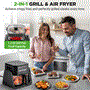Pyle - NCAF538TB.5 , Kitchen & Cooking , Air Fryers , 1500W Electric Air Fryer & Grill with 4L Glass Pot, 7-in-1 Functions, Large Digital Control Panel, Timer, Temperature Display, and Safety Microswitch (Black)