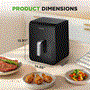 Pyle - NCAF60T01 , Kitchen & Cooking , Air Fryers , 6L Digital Air Fryer with Silver Handle - Customized Digital Display Electric Oil Free Cooker with Transparent Window (Black)