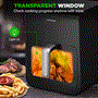 Pyle - NCAF60T01.5 , Kitchen & Cooking , Air Fryers , 6L Digital Air Fryer with Silver Handle - Customized Digital Display Electric Oil Free Cooker with Transparent Window (Black)