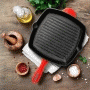 Pyle - NCCIES47 , Kitchen & Cooking , Cookware & Bakeware , Kitchen Skillet Grill Pan - Square Cast Iron Skillet Grilling Pan with Non-Stick Enamel Coating