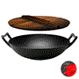 Pyle - NCCIWOK60 , Kitchen & Cooking , Cookware & Bakeware , Pre-Seasoned Cooking Wok - Cast Iron Stir Fry Wok with Wooden Lid