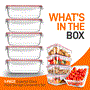 Pyle - NCCLX5R9 , Home and Office , Storage - Organization , 10-Piece Superior Glass Food Storage Containers Set - Stackable Design, Newly BPA-free Airtight Clear Locking lids with Vent Lids & Red Air Hole