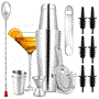 Pyle - NCCS15PC , Kitchen & Cooking , Kitchen Tools & Utensils , 15 Pcs Bartender Set - Drink Mixer with Essential Bar Accessory Tools with Cocktail Shaker