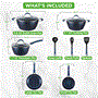 Pyle - NCCW11DS , Kitchen & Cooking , Cookware & Bakeware , Kitchenware Pots & Pans - Stylish Kitchen Cookware Set with Elegant Diamond Pattern, Non-Stick (11-Piece Set)