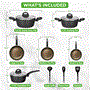 Pyle - NCCW12S.5 , Kitchen & Cooking , Cookware & Bakeware , Kitchenware Pots & Pans - Stylish Kitchen Cookware Set with Stylish Metallic Ridge-Line Pattern, Non-Stick (12-Piece Set)