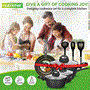 Pyle - NCCW12S.5 , Kitchen & Cooking , Cookware & Bakeware , Kitchenware Pots & Pans - Stylish Kitchen Cookware Set with Stylish Metallic Ridge-Line Pattern, Non-Stick (12-Piece Set)