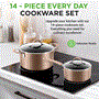 Pyle - NCCW14S , Kitchen & Cooking , Cookware & Bakeware , Kitchenware Pots & Pans Set – High qualified Basic Kitchen Cookware Set, Non-Stick (14-Piece Set)