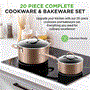 Pyle - NCCW20S.5 , Kitchen & Cooking , Cookware & Bakeware , Kitchenware Pots & Pans - High qualified Basic Kitchen Cookware Set, Non-Stick (20-Piece Set)