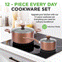 Pyle - NCCWA13BR.7 , Kitchen & Cooking , Cookware & Bakeware , Kitchenware Pots & Pans - Stylish Kitchen Cookware Set, Non-Stick (13-Piece Set)