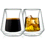 Pyle - NCGCP20 , Kitchen & Cooking , Kitchen Tools & Utensils , 2 Pcs. Double-Wall Insulated Glasses - Clear Glass Cups, 8 Ounces Each