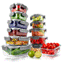 Pyle - NCGLGY.5 , Home and Office , Storage - Organization , 24-Piece Superior Glass Food Storage Containers Set - Stackable Design with Newly Innovated Hinged BPA-free Locking lids (Gray)