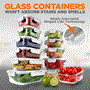 Pyle - NCGLWHT ,  , 24-Piece Superior Glass Food Storage Containers Set - Stackable Design with Newly Innovated Hinged BPA-free Locking lids (White)