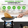 Pyle - NCMKCP0024BKX2 , Kitchen & Cooking , 2-Piece 9.45” Non-Stick Crepe Pan with Wooden Spreader, Bakelite Handle with Wooden Soft Touch and Induction Bottom (Black Marble)