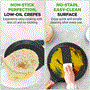 Pyle - NCMKCP0024BKX2 , Kitchen & Cooking , 2-Piece 9.45” Non-Stick Crepe Pan with Wooden Spreader, Bakelite Handle with Wooden Soft Touch and Induction Bottom (Black Marble)
