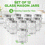 Pyle - NCMSJ12 , Home and Office , Storage - Organization , 12 Pcs. Glass Mason Jars with Regular Lids and Bands, DIY Magnetic Spice Jars, Ideal for Meal Prep, Jam, Honey, Wedding Favors, and more