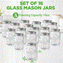 Pyle - NCMSJ16 , Home and Office , Storage - Organization , 16 Pcs. Glass Mason Jars with Regular Lids and Bands, DIY Magnetic Spice Jars, Ideal for Meal Prep, Jam, Honey, Wedding Favors, and more