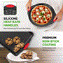 Pyle - NCSBS10S , Kitchen & Cooking , Kitchen Tools & Utensils , Kitchen Oven Baking Pans - Deluxe Nonstick Gray Coating Inside & Outside Carbon Steel Bakeware Set With Red Silicone Handles (10-Pieces)